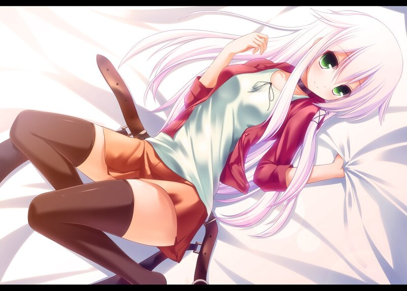Anime Girl with White Hair — Calm, Green Eyes