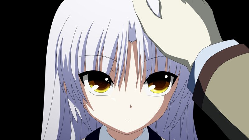 Anime Girl with White Hair — Calm, Hand on Head