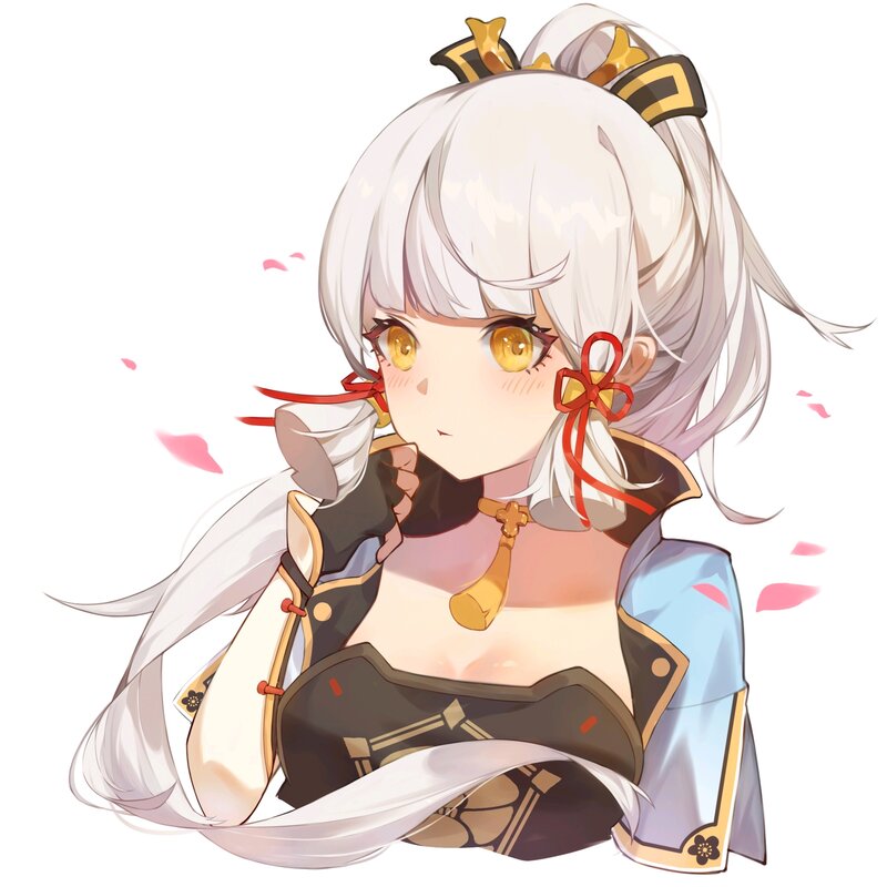 Anime Girl with White Hair — Calm, Spring, Digital Art
