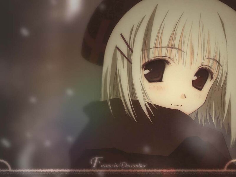 Anime Girl with White Hair — Calm, Winter, Snow