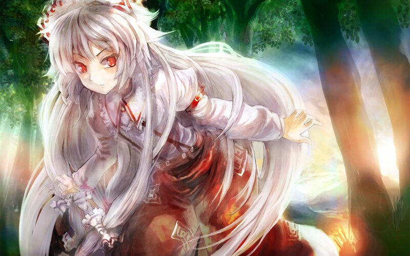 Anime Girl with White Hair — Dramatic, Afternoon