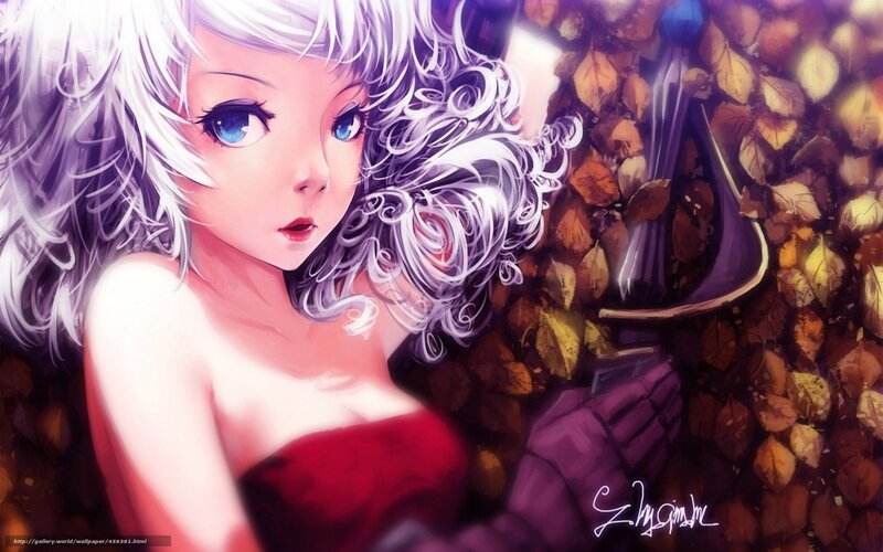 Anime Girl with White Hair — Dramatic, Autumn, Digital Art