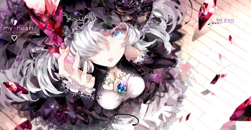 Anime Girl with White Hair — Dramatic, Digital Art, Crystal Shards