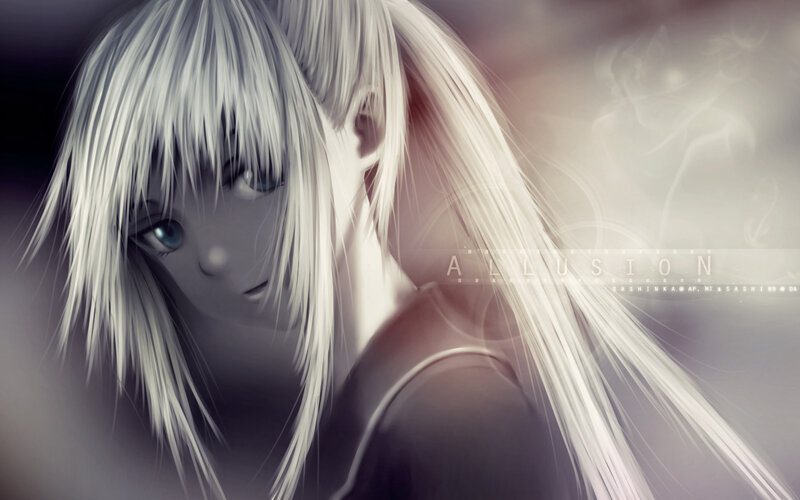 Anime Girl with White Hair — Dramatic, Digital Art, Eyes, Smoke