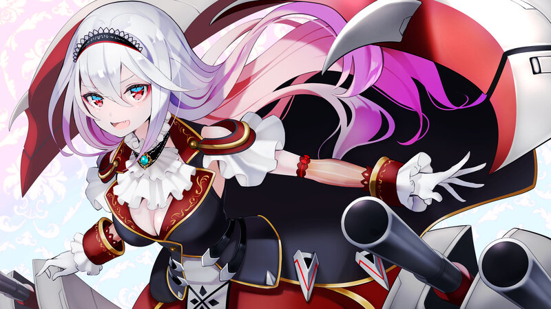Anime Girl with White Hair — Dramatic, Digital Art, Gun