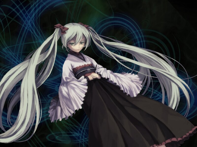 Anime Girl with White Hair — Dramatic, Digital Art, Long Hair