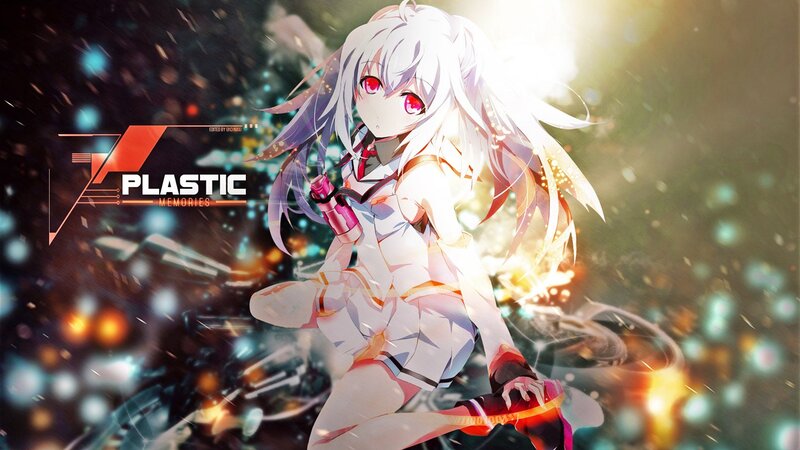 Anime Girl with White Hair — Dramatic, Digital Art, Red Eyes, Sparkles