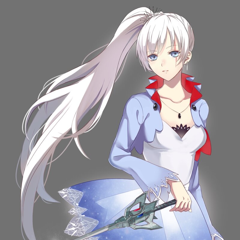 Anime Girl with White Hair — Dramatic, Digital Art, Sword, Long Hair