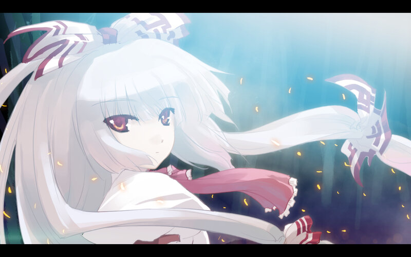 Anime Girl with White Hair — Dramatic, Digital Art, Sword, Sparkles
