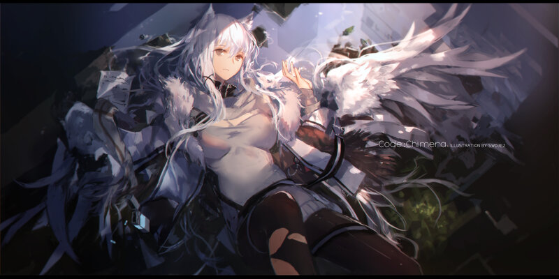 Anime Girl with White Hair — Dramatic, Digital Art, White Wings