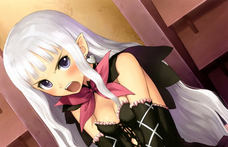 Anime Girl with White Hair — Dramatic, Elf Ears