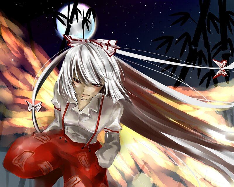 Anime Girl with White Hair — Dramatic, Night, Digital Art, Bamboo