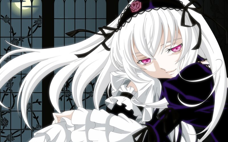 Anime Girl with White Hair — Dramatic, Night, White Hair