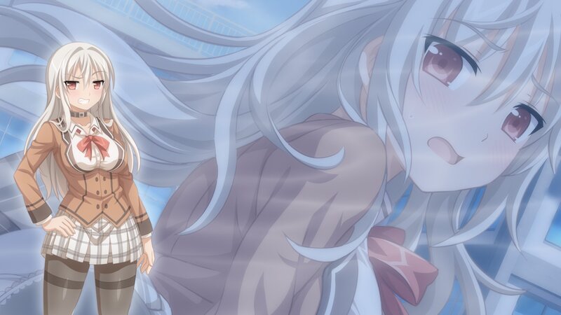 Anime Girl with White Hair — Dramatic, School Uniform, Long Hair