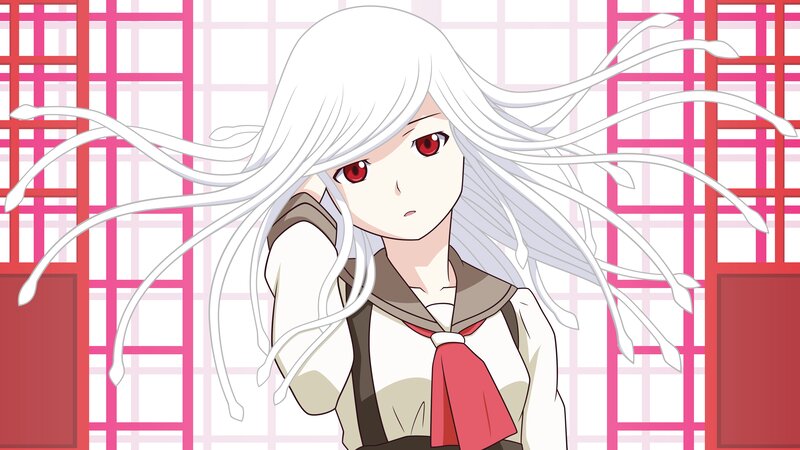 Anime Girl with White Hair — Dramatic, School Uniform