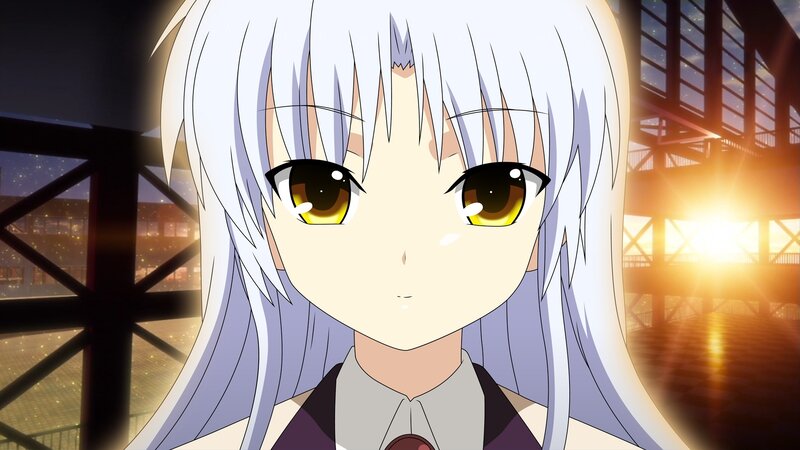 Anime Girl with White Hair — Dramatic, Sunset