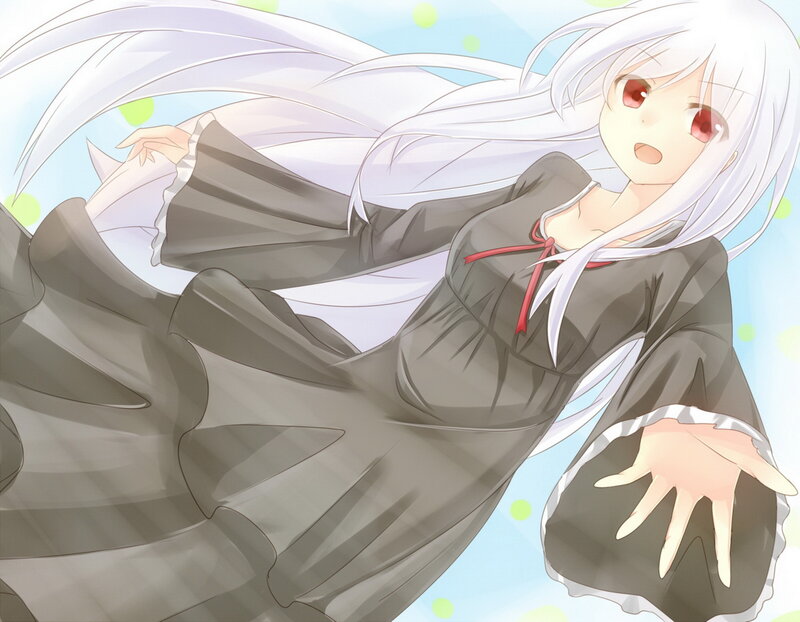 Anime Girl with White Hair — Dynamic, Long White Hair