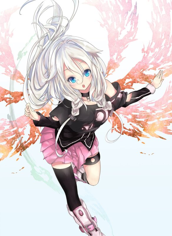 Anime Girl with White Hair — Dynamic, Pink Skirt