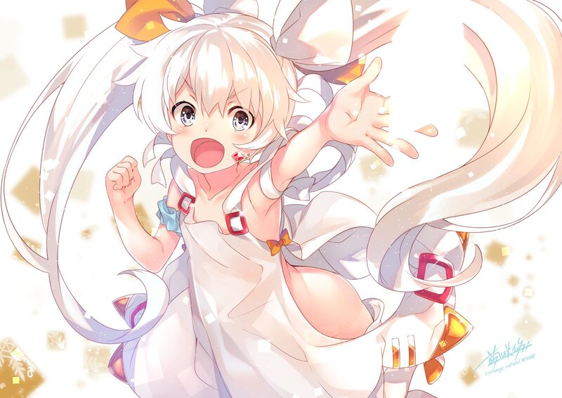 Anime Girl with White Hair — Energetic, Digital Art