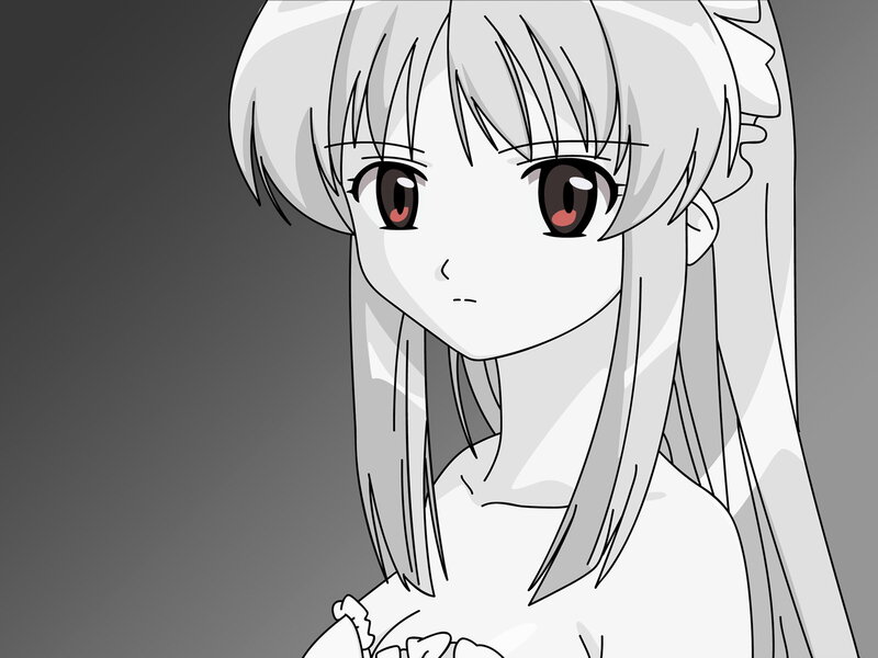 Anime Girl with White Hair — Gray, Neutral, Manga