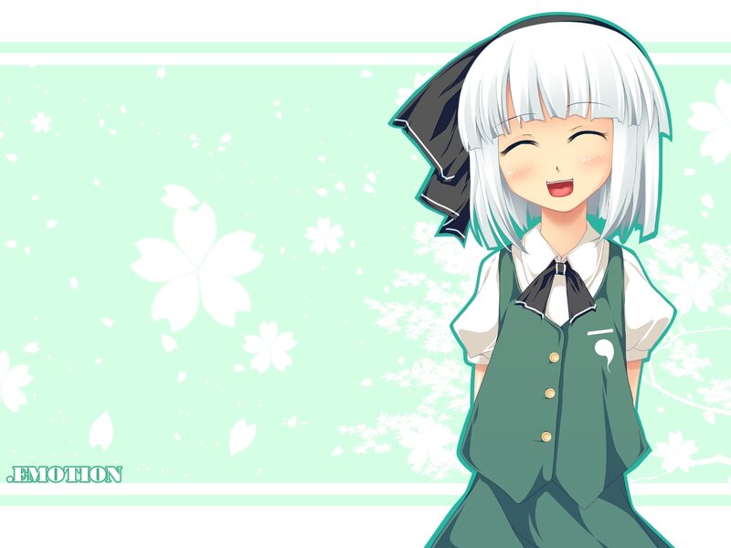 Anime Girl with White Hair — Green, Cheerful