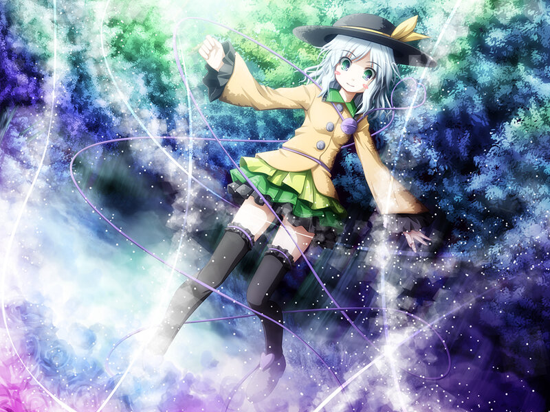 Anime Girl with White Hair — Green, Magical
