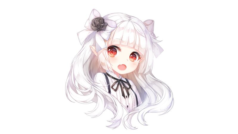 Anime Girl with White Hair — Innocent, Digital Art