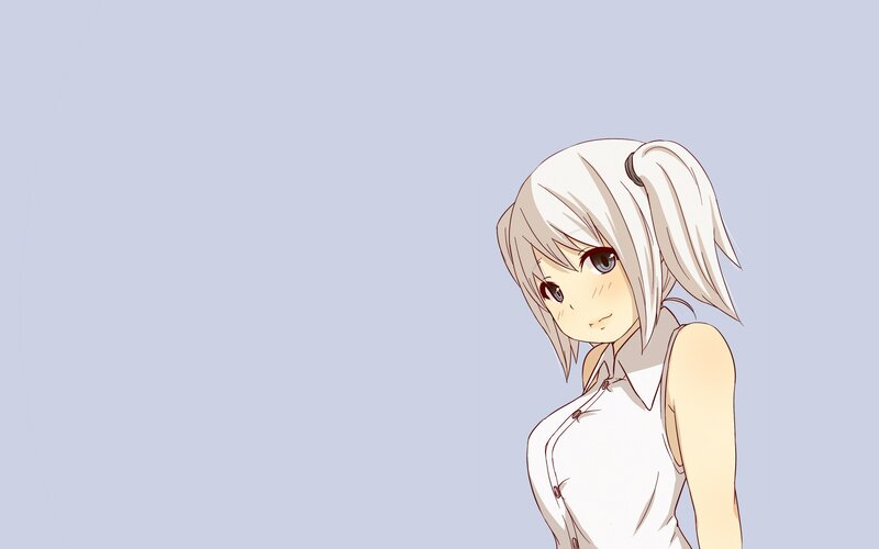 Anime Girl with White Hair — Light Blue, Calm, White Shirt