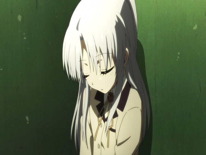 Anime Girl with White Hair — Melancholic, School Uniform