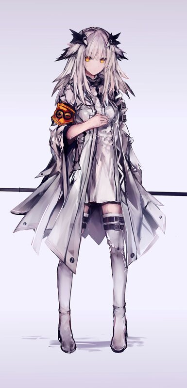 Anime Girl with White Hair — Neutral, Digital Art, Long Coat