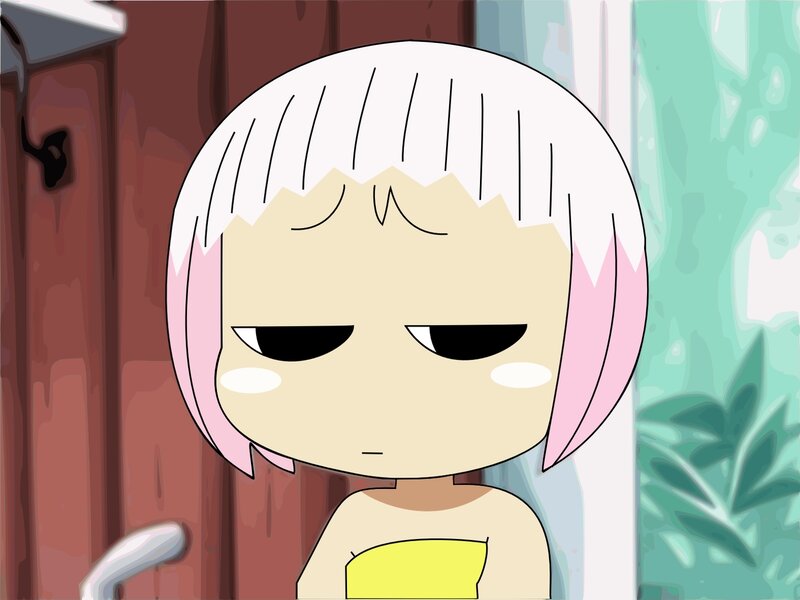 Anime Girl with White Hair — Neutral, Door