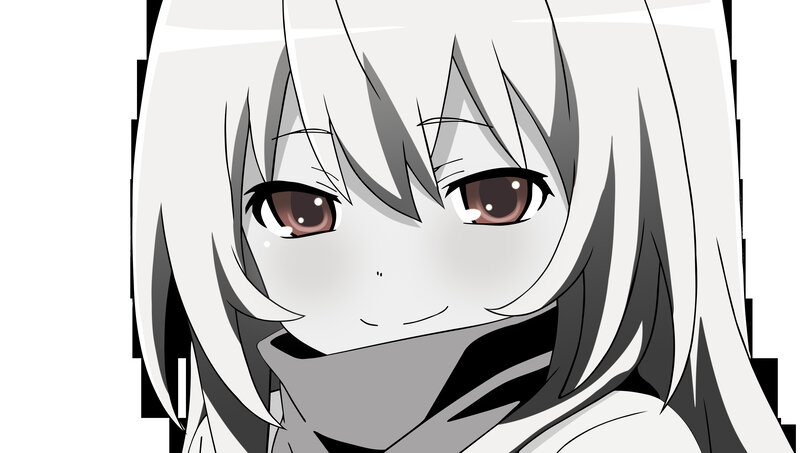 Anime Girl with White Hair — Neutral, Eyes, Scarf