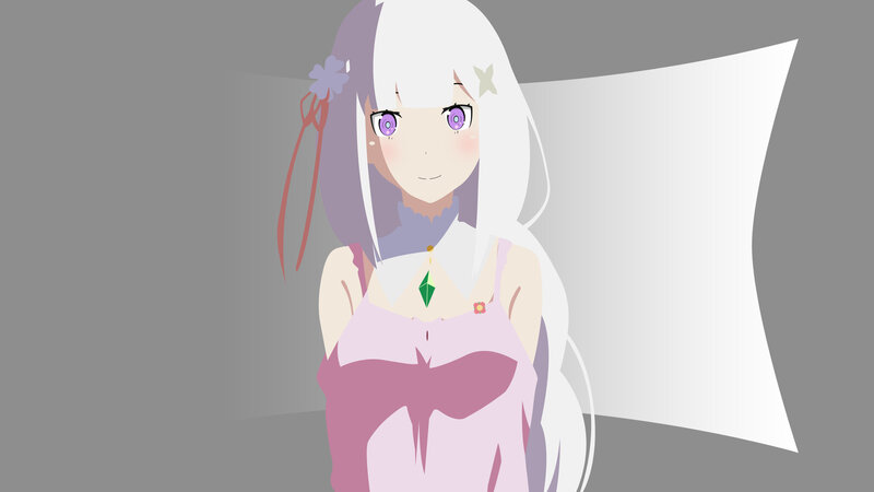 Anime Girl with White Hair — Neutral, Purple Eyes