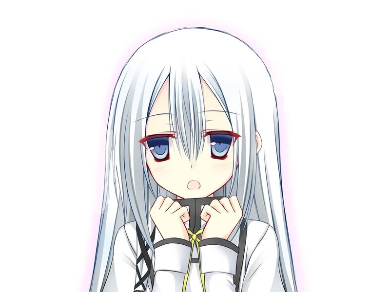 Anime Girl with White Hair — Neutral, White Hair, Blue Eyes
