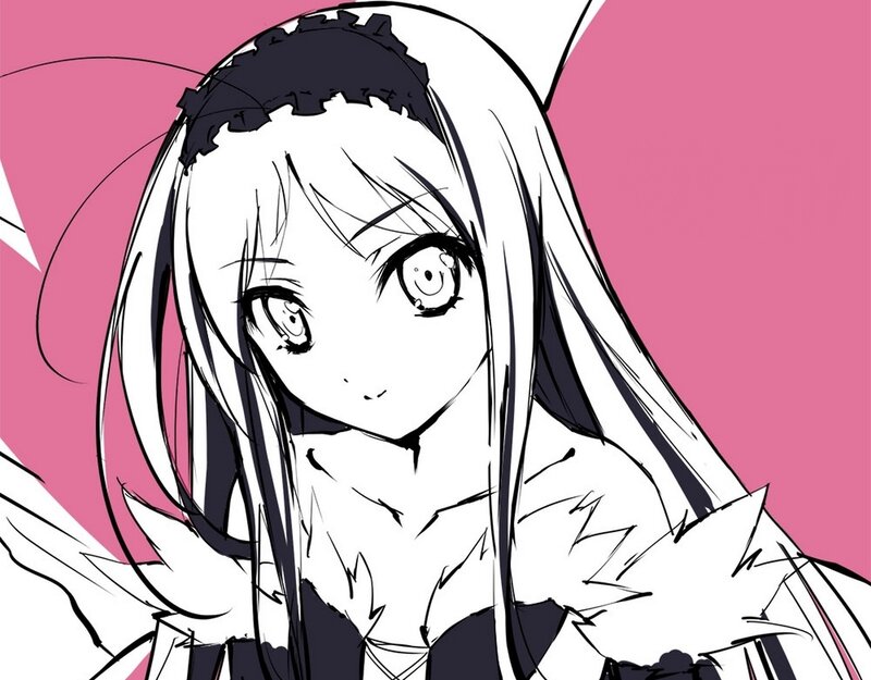Anime Girl with White Hair — Pink, Calm