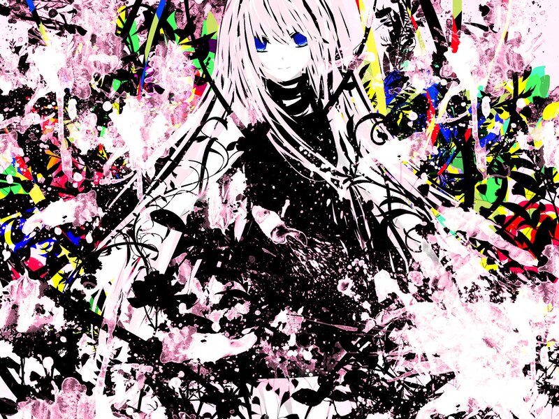 Anime Girl with White Hair — Pink, Chaotic