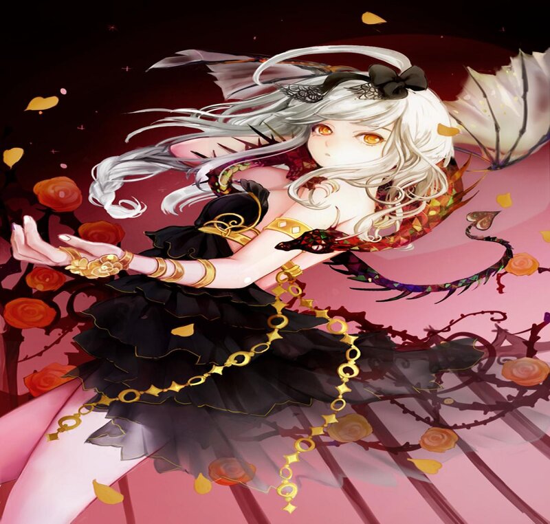 Anime Girl with White Hair — Pink, Dramatic, Digital Art
