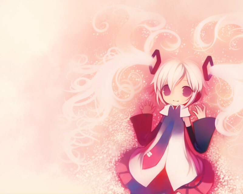 Anime Girl with White Hair — Pink, Dreamy, Digital Art