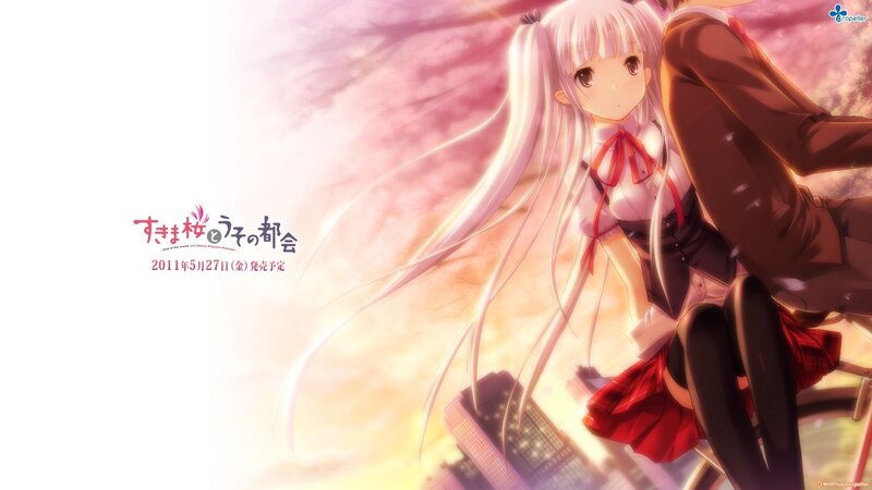 Anime Girl with White Hair — Pink, Serene, Sunset