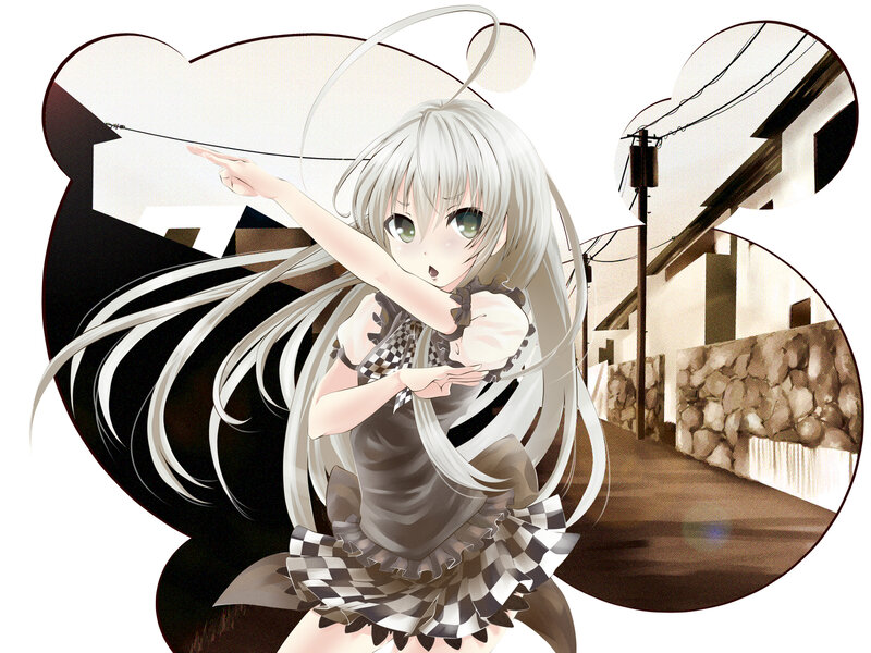 Anime Girl with White Hair — Playful, Afternoon