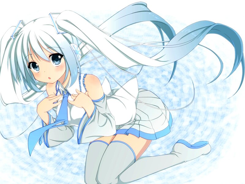 Anime Girl with White Hair — Playful, Digital Art, School Uniform