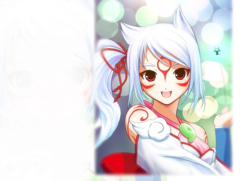 Anime Girl with White Hair — Playful, Fox Ears