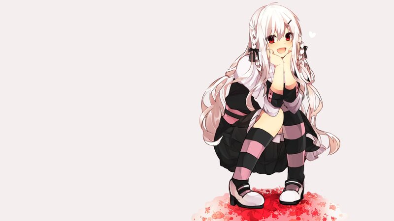 Anime Girl with White Hair — Playful, Heart