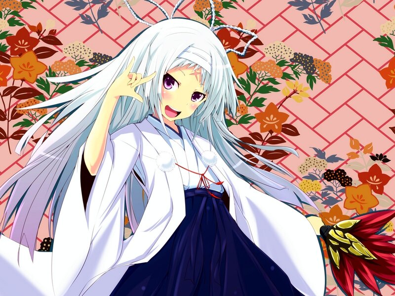 Anime Girl with White Hair — Playful, Kimono