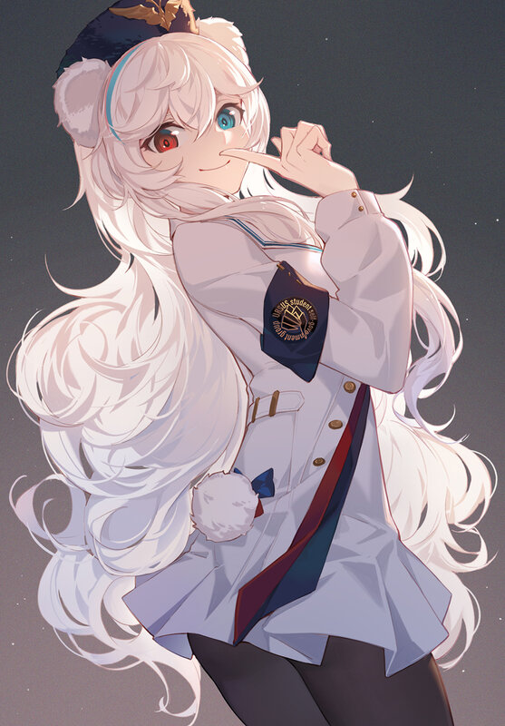Anime Girl with White Hair — Playful, Night