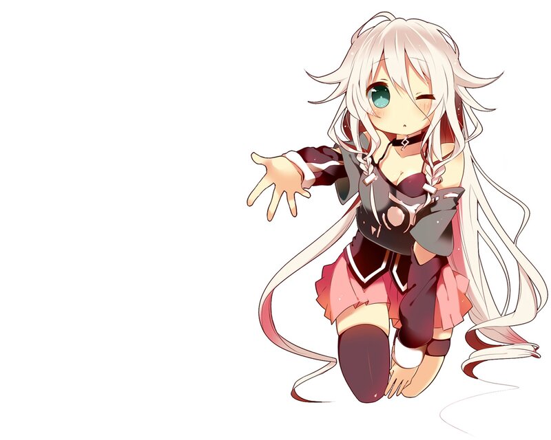 Anime Girl with White Hair — Playful, Winking