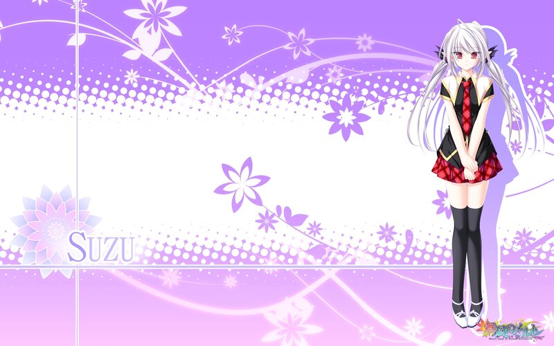 Anime Girl with White Hair — Purple, Calm, Digital Art, School Uniform