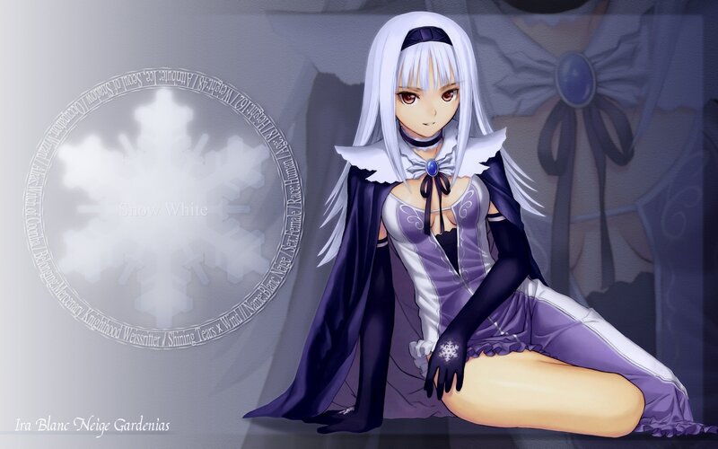 Anime Girl with White Hair — Purple, Calm