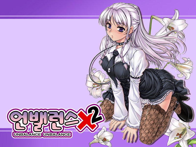 Anime Girl with White Hair — Purple, Calm, White Lilies