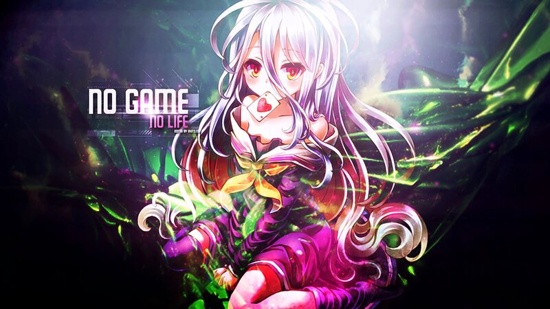 Anime Girl with White Hair — Purple, Dramatic, Digital Art, Card, Green Energy